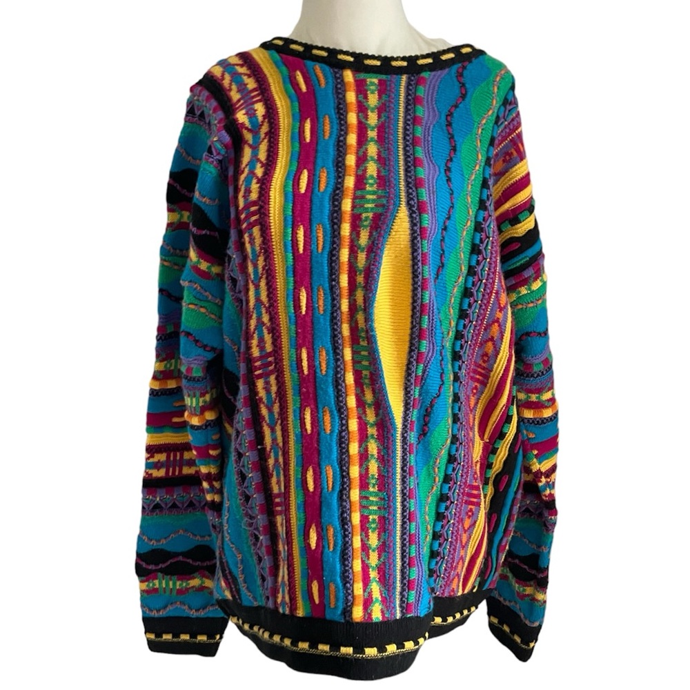GES Vintage 90s Colorful Multicolor 3D Knit Sweater Acrylic Wool